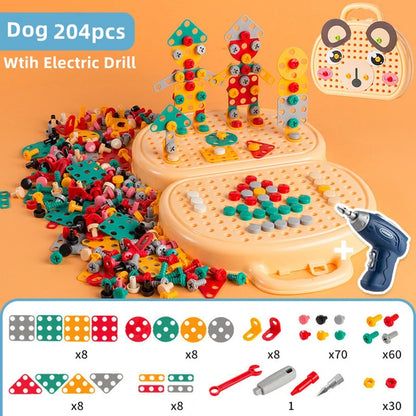 Children Electric Drill Toolbox Driller Games Tool Toy for Boys 4 6 Years Old Montessori Screw Puzzle Kid Pretend Play Toys Gift