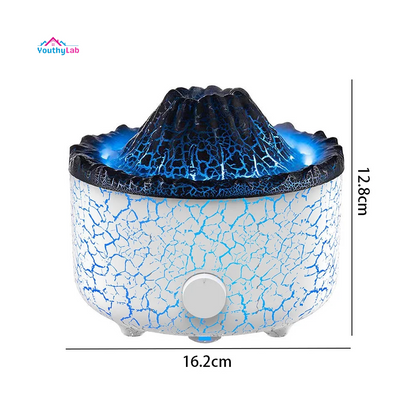 Diffuser Humidifier with 3D Flame and Volcano Effect,560Ml Aroma Essential Oil Diffuser with Remote Control,White