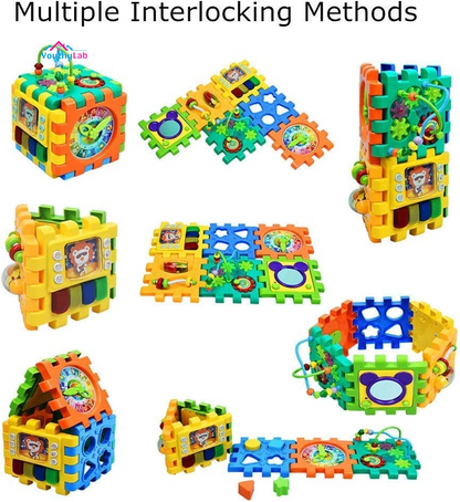 Baby Activity Cube Toddler Toys - 6 in 1 Shape Sorter Toys Baby Activity Play Centers for Kids Infants Educational Musci Play Cube Preschool Toys for 1 2 Years Old Boys & Girls(Battery Excluded)