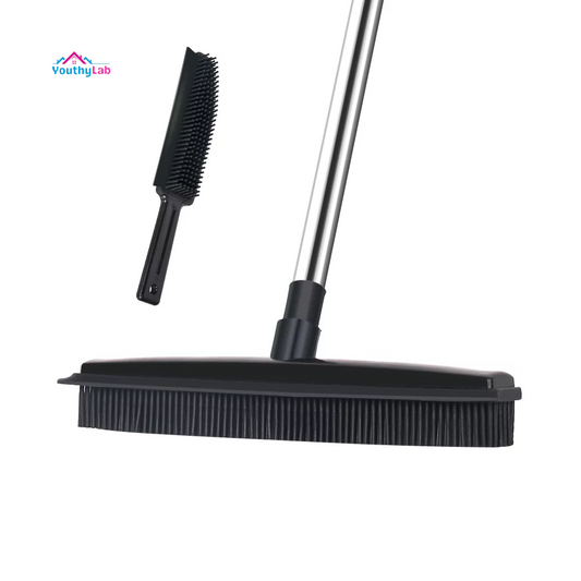 Rubber Broom TPR Bristle Broom with Hand Held Brush for Dog/Cat Hair Remover Rubber Broom